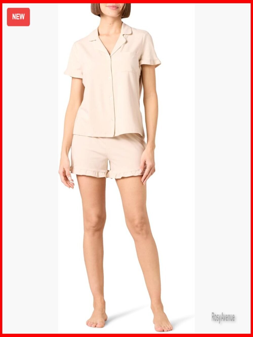 Cotton Modal Piped Notch Collar Pajama Set - Relaxed Loungewear